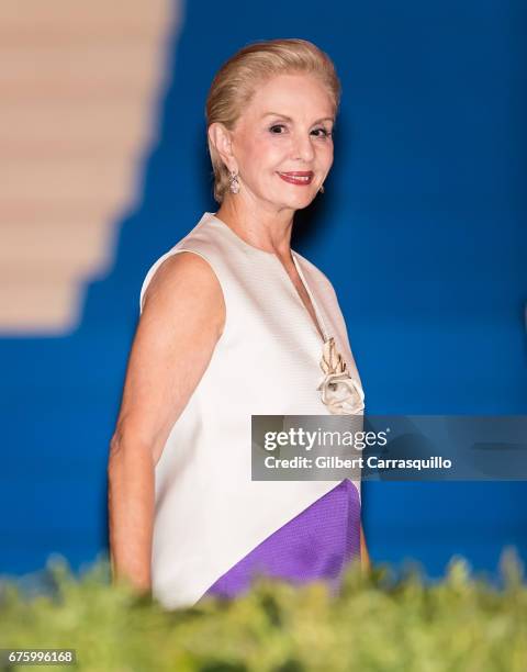 Fashion designer Carolina Herrera is seen leaving the 'Rei Kawakubo/Comme des Garcons: Art Of The In-Between' Costume Institute Gala at Metropolitan...