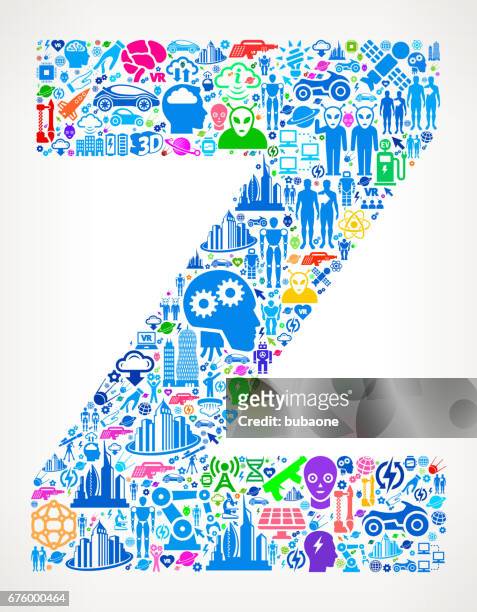 letter z future and futuristic technology vector icon background - generatie z stock illustrations