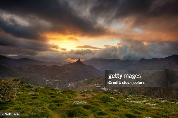 maravilhosa paisagem dramática em gran canaria - tejeda - fotografias e filmes do acervo