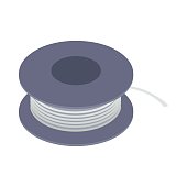 Wire spool icon, isometric 3d style