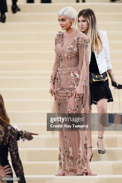 Television personality Kylie Jenner enters the Rei Kawakubo/Comme des Garcons: Art Of The In-Between" Costume Institute Gala at the Metropolitan...