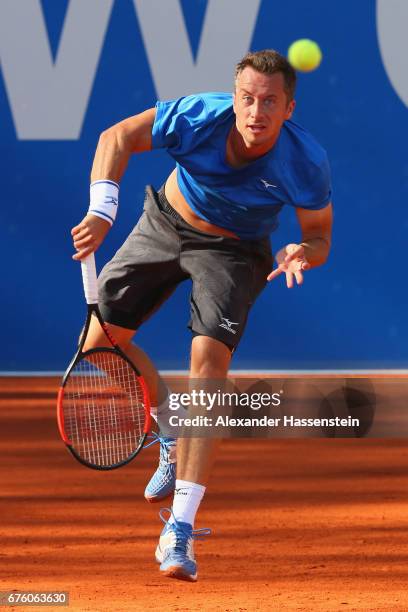 Philipp Kohlschreiber of Germany plays the ball at his first round match against Mischa Zverev of Germany Casper Ruud of Norway during the 102. BMW...