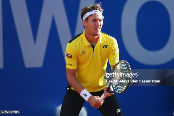 Casper Ruud of Norway looks on at his first round match against Philipp Kohlschreiber of Germany during the 102. BMW Open by FWU at Iphitos tennis...