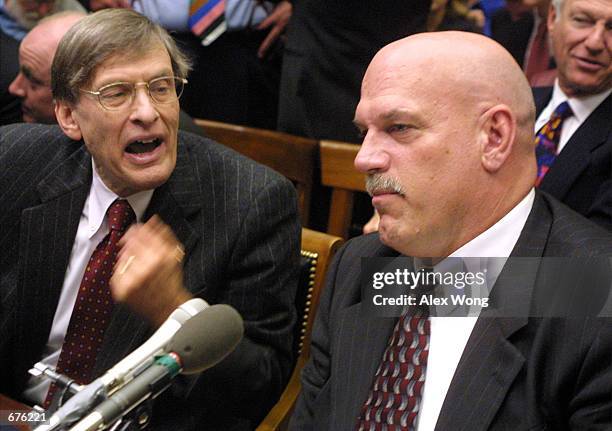 Commissioner of Major League Baseball Allan "Bud" Selig speaks with Minnesota Governor Jesse Ventura prior to a hearing on H.R. 3288, the "Fairness...