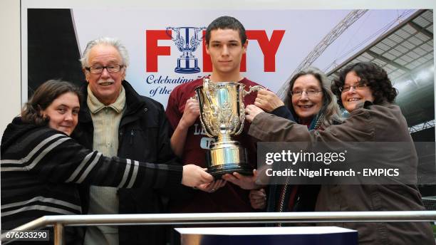 Marrion O'Sullivan , Terry Ray, Chris Ray , Frances Ray and Emma O'Sullivan pose with The League Cup