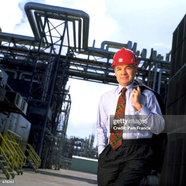 Enron CEO Ken Lay poses for portraits at a pipeline facility in Feburary 1993 in Houston, TX. Enron filed for Chapter 11 protection December 3, 2001...