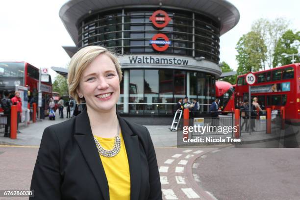 Labour MP Stella Creasey poses outside Walthamstow bus station as she campaigns in her constituency on April 27, 2017 in London, England. Political...