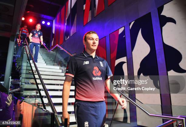 Chris Edwards of England looks on during the New Balance England Cricket Kit Launch at the New Balance store, Oxford Street on May 2, 2017 in London,...