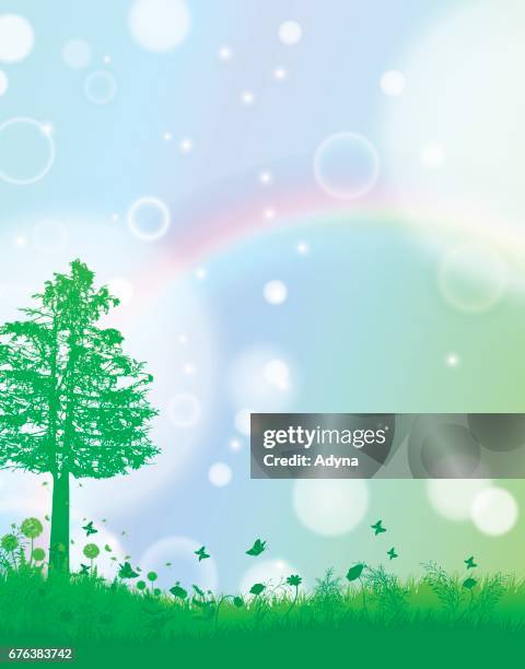 spring sunrise - blurred grass background stock illustrations