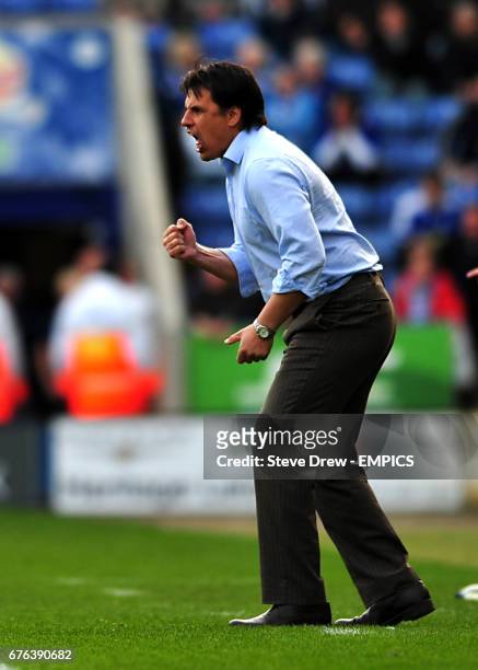 Coventry City's manager Chris Coleman reacts on the touchline after his side score their second goal of the game
