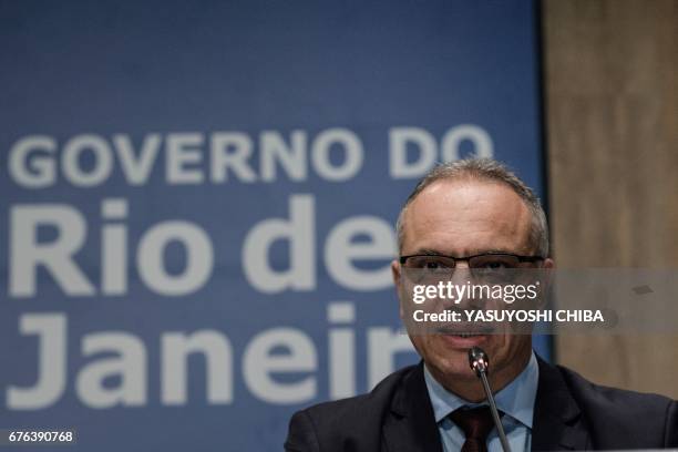 Roberto Sa, security chief for Rio de Janeiro state, speaks during a press conference at the Integrated Command and Control Center , in Rio de...