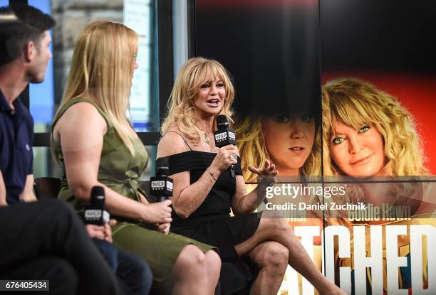 Jonathan Levine, Amy Schumer and Goldie Hawn attend the Build Series to discuss the film 'Snatched' at Build Studio on May 2, 2017 in New York City.