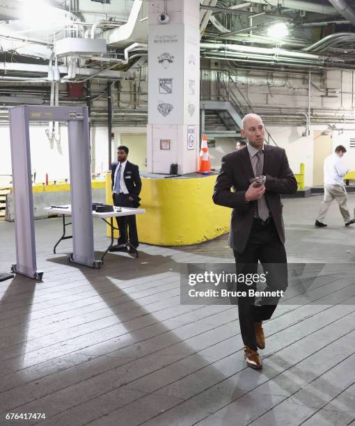 Craig Anderson of the Ottawa Senators arrives to play against the New York Rangers in Game Three of the Eastern Conference Second Round during the...