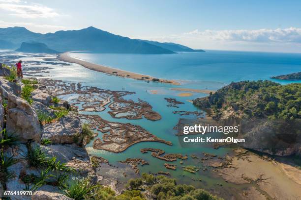 iztuzu beach from dalyan. mugla / turkey. - dalyan stock pictures, royalty-free photos & images