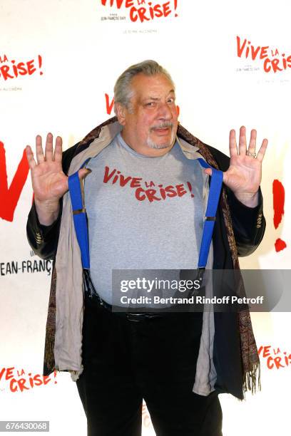 Actor Jean-Claude Dreyfus attends the "Vive la Crise" Paris Premiere at Cinema Max Linder on May 2, 2017 in Paris, France.