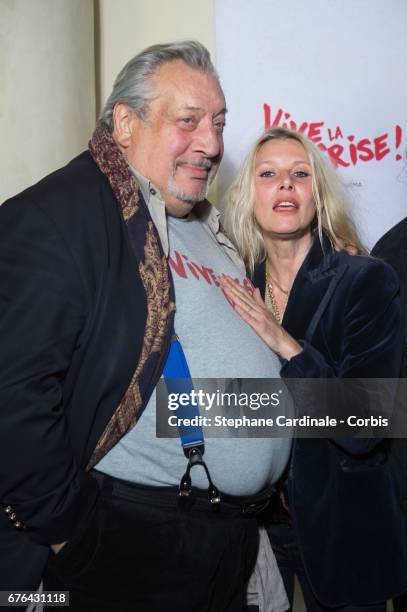 Actors Jean-Claude Dreyfus and Florence Thomassin attend the "Vive La Crise" Paris Premiere at Cinema Max Linder on May 2, 2017 in Paris, France.