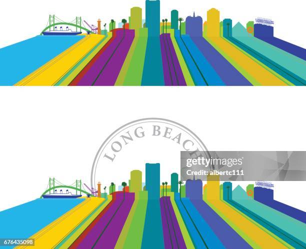 長灘內襯城市景觀 - long beach california 幅插畫檔、美工圖案、卡通及圖標