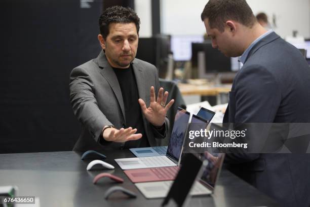 Panos Panay, corporate vice president of Microsoft Corp. Surface, speaks during an interview at the hardware lab of the Microsoft Corp. Main campus...