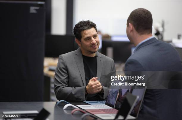 Panos Panay, corporate vice president of Microsoft Corp. Surface, smiles during an interview at the hardware lab of the Microsoft Corp. Main campus...