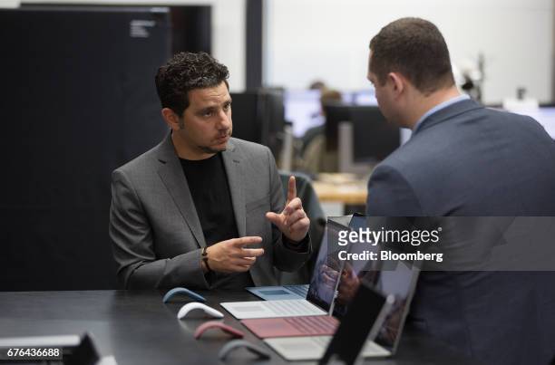 Panos Panay, corporate vice president of Microsoft Corp. Surface, speaks during an interview at the hardware lab of the Microsoft Corp. Main campus...