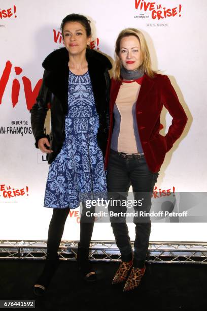 Model Jovanka Sopalovic and Actress Gabrielle Lazure attend the "Vive la Crise" Paris Premiere at Cinema Max Linder on May 2, 2017 in Paris, France.