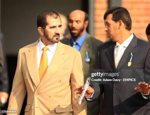 Owner Sheik Mohammed with trainer Mahmood Al Zarooni at Newmarket