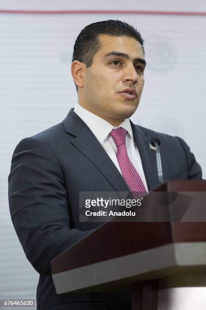 Director of the Criminal Investigation Agency, Omar Garcia speaks during a press conference to announce the capture of Damaso Lopez, nicknamed "El...