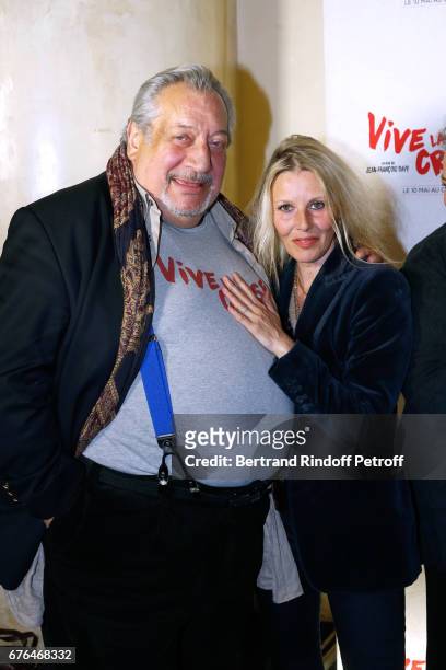 Actors Jean-Claude Dreyfus and Florence Thomassin attend the "Vive la Crise" Paris Premiere at Cinema Max Linder on May 2, 2017 in Paris, France.