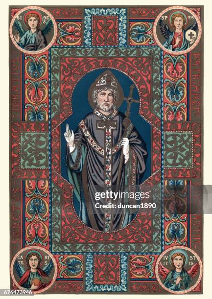 saint ignatios of constantinople - religious symbol stock illustrations