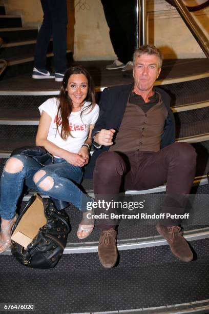 Actors Emmanuelle Boidron and Philippe Caroit attend the "Vive la Crise" Paris Premiere at Cinema Max Linder on May 2, 2017 in Paris, France.