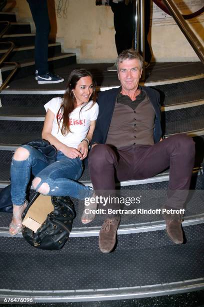 Actors Emmanuelle Boidron and Philippe Caroit attend the "Vive la Crise" Paris Premiere at Cinema Max Linder on May 2, 2017 in Paris, France.