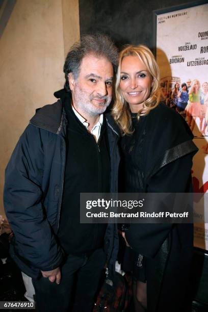 Raphael Mezrahi and actress of the movie Christelle Bardet attend the "Vive la Crise" Paris Premiere at Cinema Max Linder on May 2, 2017 in Paris,...