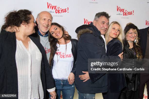 Isabelle de Hertogh, Rufus, Emmanuelle Boidron, Jean-Marie Bigard, Florence Thomassin and Angelique Litzenburger attend the "Vive La Crise" Paris...