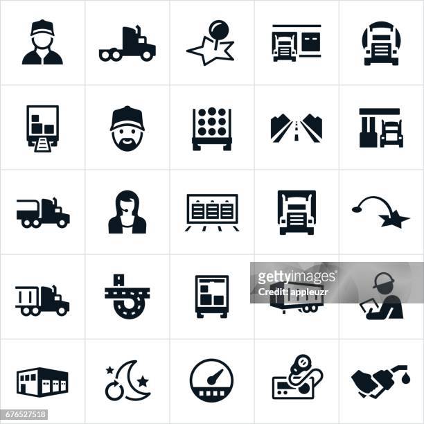 lkw-transport industrie ikonen - kontrollinspektoren stock-grafiken, -clipart, -cartoons und -symbole
