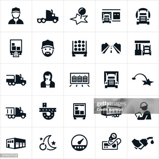 trucking industry icons - thoroughfare stock illustrations