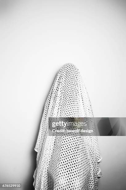 woman hidden under a textile net - menschliches gesicht 個照片及圖片檔