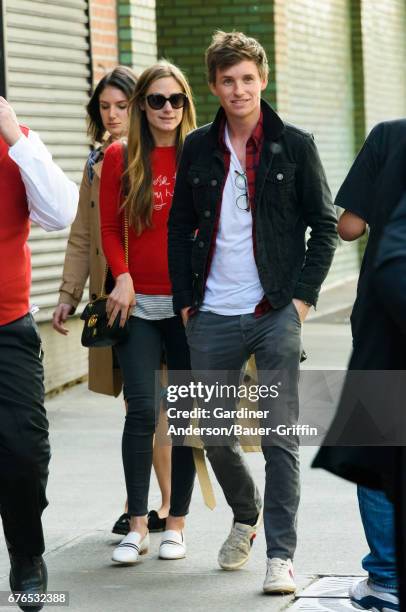 Hannah Bagshawe and Eddie Redmayne are seen on May 02, 2017 in New York City.