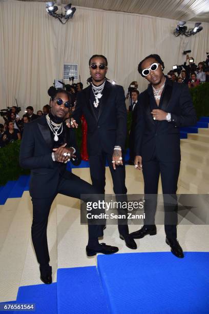 Takeoff, Quavo and Offset of the group Migos arrive at "Rei Kawakubo/Comme des Garcons: Art Of The In-Between" Costume Institute Gala at The...
