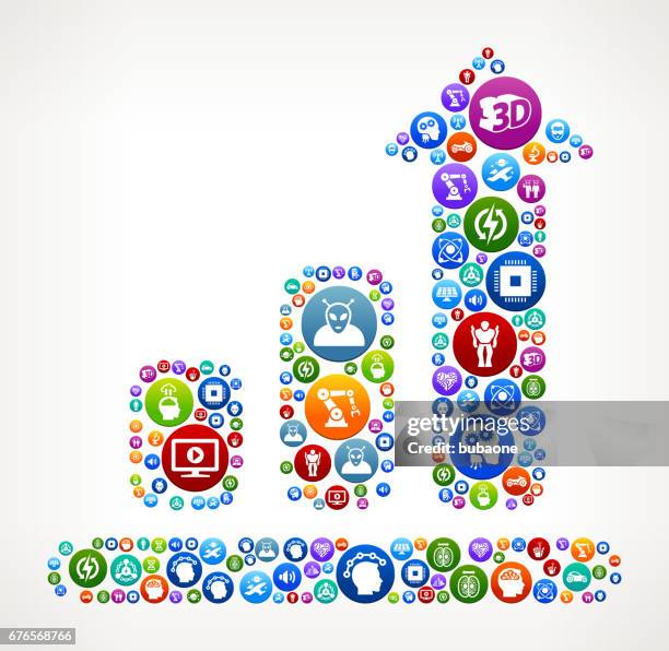 progresschart future and futuristic technology vector button pattern - interactive presentation stock illustrations