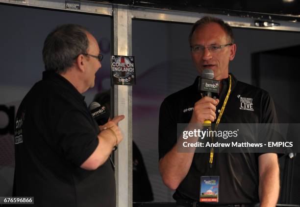 Jim Leighton is interviewed by brmb radio during Grass Roots Football Live