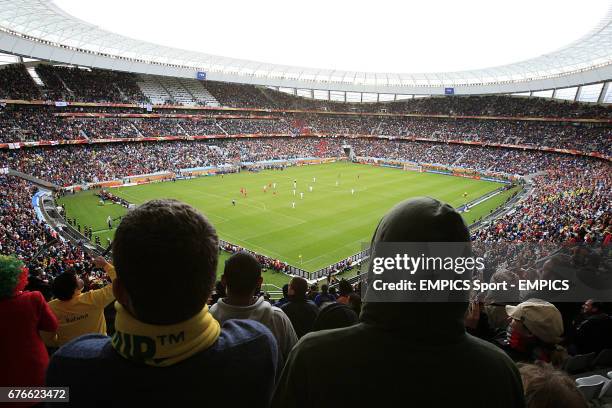 General view of the action from the stands