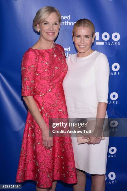 President of the Planned Parenthood Federation of America Cecile Richards and Chelsea Handler attend the Planned Parenthood 100th Anniversary Gala at...