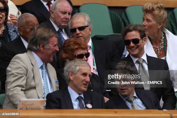 Sir Terry Wogan and his wife Lady Helen with actor Colin Firth in the stands behind Tim Phillips and HRH Crown Prince Frederik of Denmark