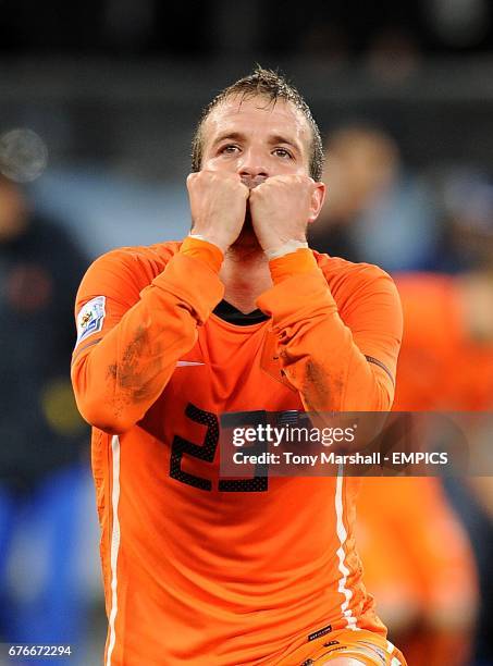 Netherlands' Rafael Van der Vaart celebrates after the final whistle