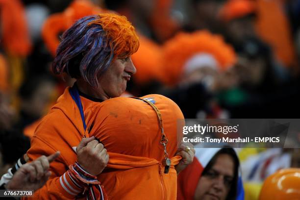 Netherlands fan celebrates after the final whistle