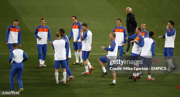 Netherlands' at todays training session at Soccer City