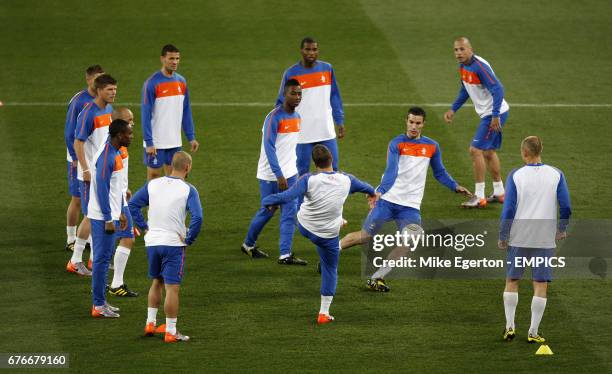 Netherlands' at todays training session at Soccer City