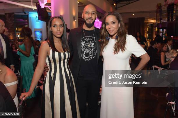 Honoree Kerry Washington, performer Swizz Beatz and Master of Ceremonies Sunny Hostin attend the Bronx Children's Museum Gala at Tribeca Rooftop on...