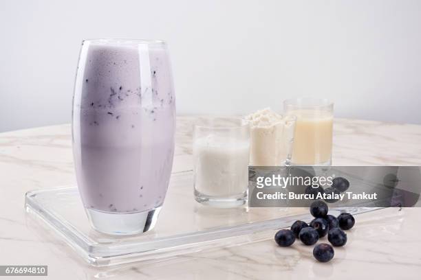 protein drink with cranberries - soya milk stock pictures, royalty-free photos & images
