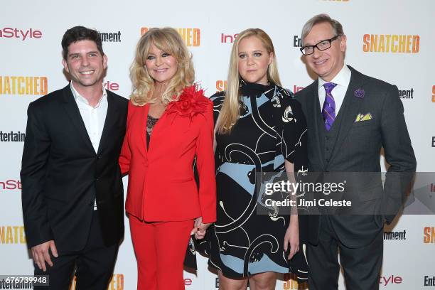 Jonathan Levine, Goldie Hawn, Amy Schumer and Paul Feig attend the New York premiere of "Snatched" at the Whitby Hotel on May 2, 2017 in New York...